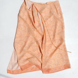 Vintage Oscar de la Renta Size 12 Maxi Dress Skirt Silk Paisley Orange Cream EUC